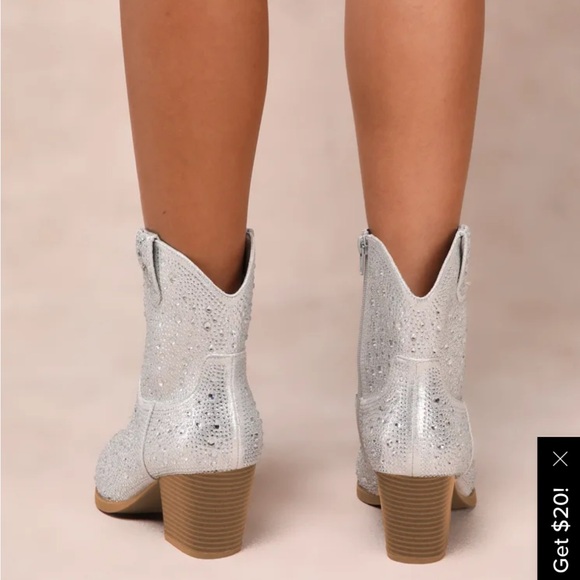 Lulus Silver Rhinestone Ankle Booties - Picture 2 of 8